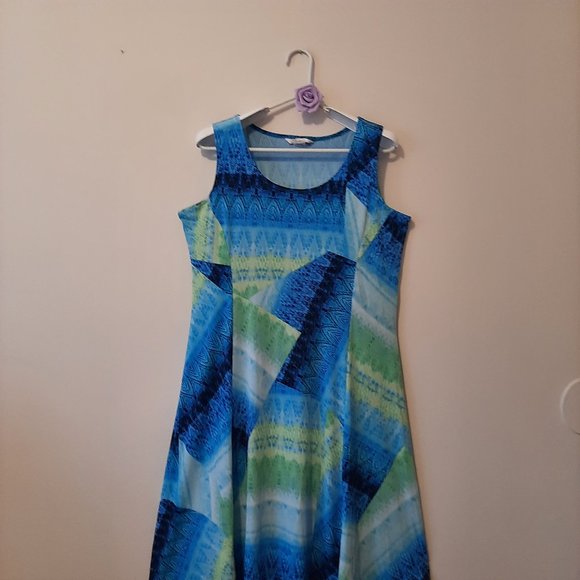 TanJay sleeveless dress Size 12 Never Worn  blue and green - Picture 3 of 13